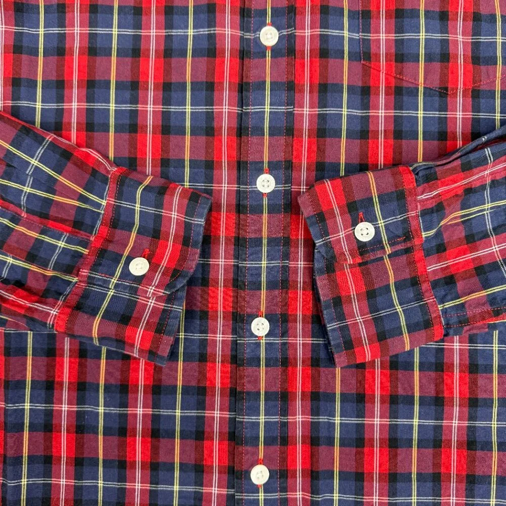Men's J. CREW Long Sleeve Button-Down Tartan‎ Dress Shirt | Size L